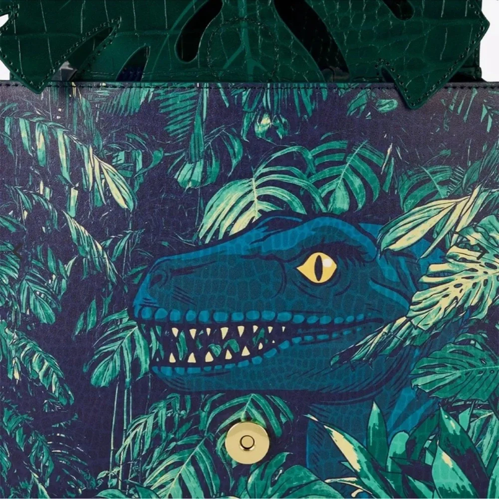 Loungefly Jurassic World Velociraptor Palm Frond Glow-in-the-Dark Crossbody Bag - Picture 3 of 5
